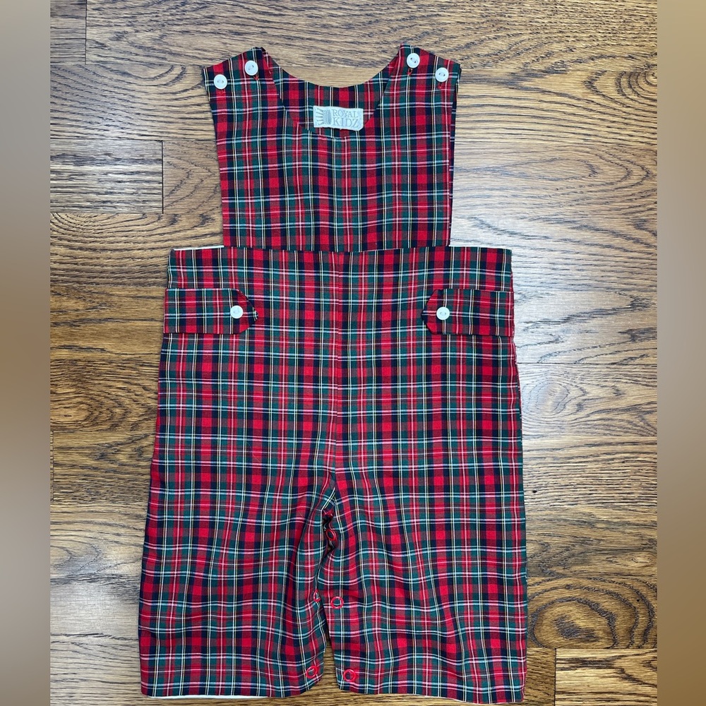 Royal Kidz Boys Red Plaid One Piece Christmas Holiday Jumper 3-6 Months